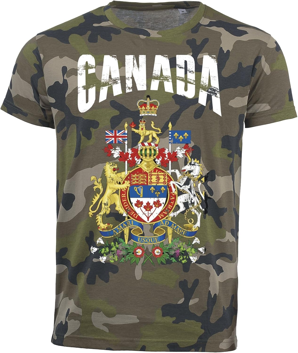 TShirt Kanada Camouflage Army WM 2018 . Vintage Destroy Wappen D01