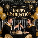 GREATRIL Black Tinsel Foil Fringe Curtain 2 Pack 3.2ft x 8.2ft Backdrop view 4