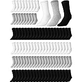 Didaey 120 Pairs Solid Color Sock Bulk Cotton Crew Sock for Men Women Athletic Casual for Homeless Adult