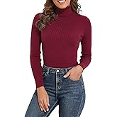 PrettyGuide Women's Ribbed Turtleneck Long Sleeve Sweater Tops