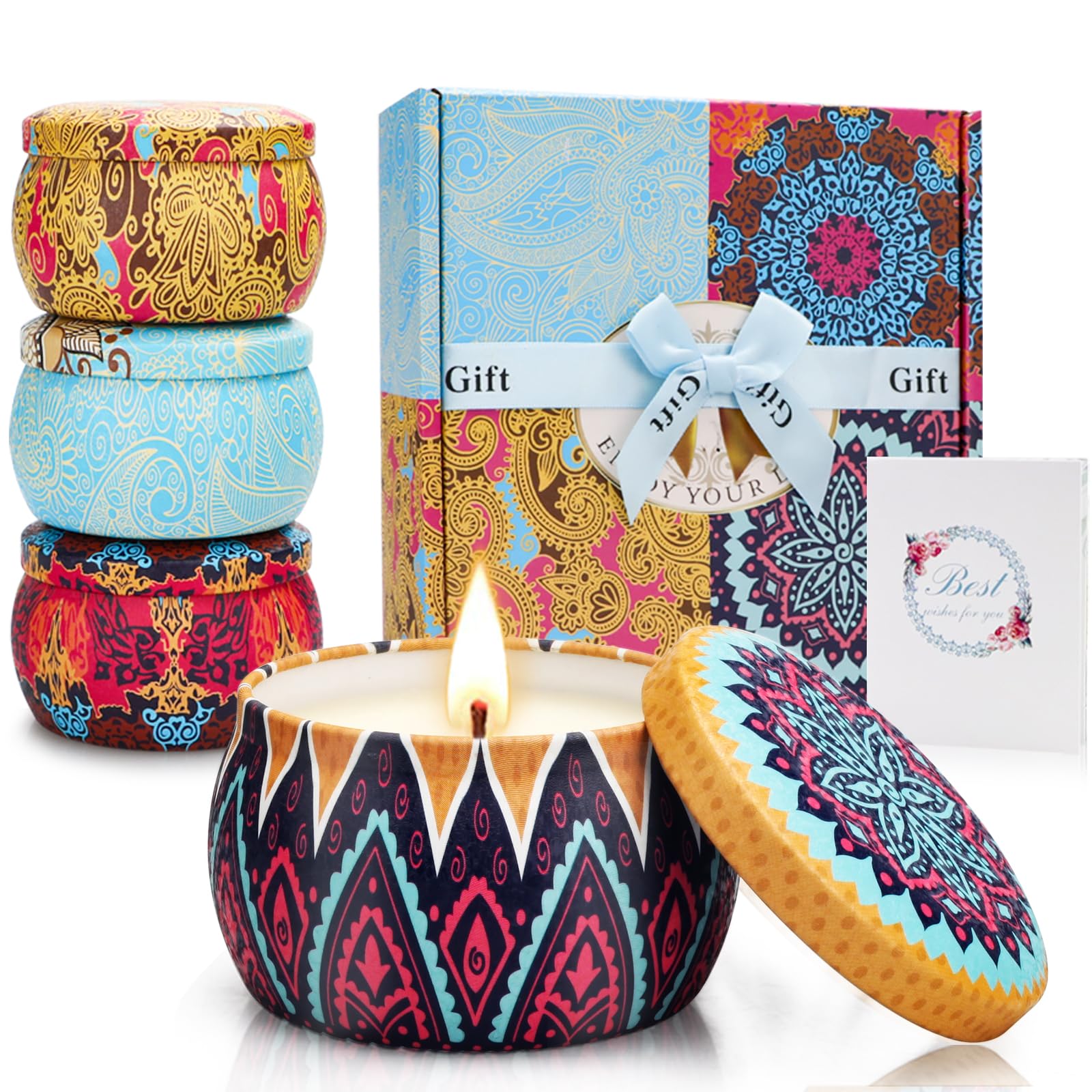 CREASHINE Candles Gifts for Women Birthday Gift for Her Scented Candles Large 100% Natural Soy Wax Womens Perfume Gift Sets Gift Ideas Perfect for Mum,Wife Present for Female Friends with Gifts Box