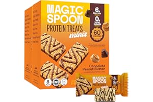 MAGIC SPOON Mini Treats - 6g Protein, Low Carb, Keto Friendly, Low Sugar, Gluten Free, Crispy Protein Bar Cereal Bar, On-The-Go Healthy Snack (Chocolate PB, 16 Mini Bars)