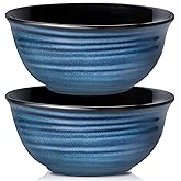 HASENSE Serving Bowls, 60 Ounces Ceramic Salad Pasta Soup Bowls, 8.5 inch Large Bowls for Kitchen Ramen Pho Fruit Cereal Popcorn, Microwave and Dishwasher Safe, Set of 2, Blue
