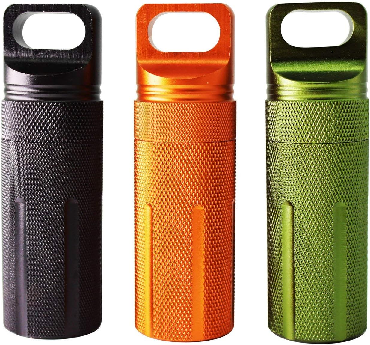 PPFISH Military Grade Air-Tight EDC Accessory Case, Waterproof Pill Fob Capsule/Match Case Battery Holder Case, Outdoor Survival Storage Container Dry Box (Pack of 3)