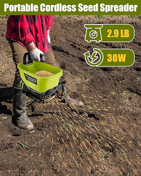 ADISIPSOARIN SEED SPREADER FOR RYOBI 18V BATTERY,HANDHELD FERTILIZER SPREADER FOR LAWNS,AVAILABLE YEAR-ROUND,GRASS SEEDS,FERTILIZER,ROCK SALT AND ICE MELT(BATTERY NOT INCLUDED)