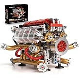 JSINMA V12 Engine Model Kit that Runs, Motorized Mechanical Building Set for Adults with Visible Moving Pistons, Transparent Side Cover, Desk Display Gift for Car Lovers, 620 Pieces
