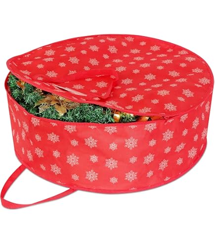 Sac De Rangement Pour Couronne De Noël Avec Fenêtre Transparente - 60x20 Cm - Fermeture Éclair - 12