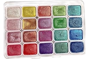 Metallic Watercolor Paints 20 Colors Glitter Watercolor Paint Professional Shimmer Paint Travel Sized Palette for Artists, Ho