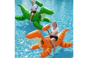 Jasonwell Pool Games Toys Floats - Inflatable Dinosaur Pool Floats with Blow Up Toy Hammers Ride on Pool Floaties for Kids Te