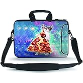 11 11.6 12 12.5 13 inches Case Laptop Notebook PC Messenger Bag Tablet Travel Case Neoprene Handle Sleeve with Shoulder(Cat & Pizza)