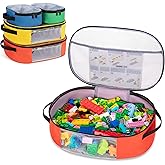 Rexmica 4pcs Toy Storage Organizer Travel Bag Compatible with Toy Bricks, Transparent Zippered Pouch Bag for Building Bricks,