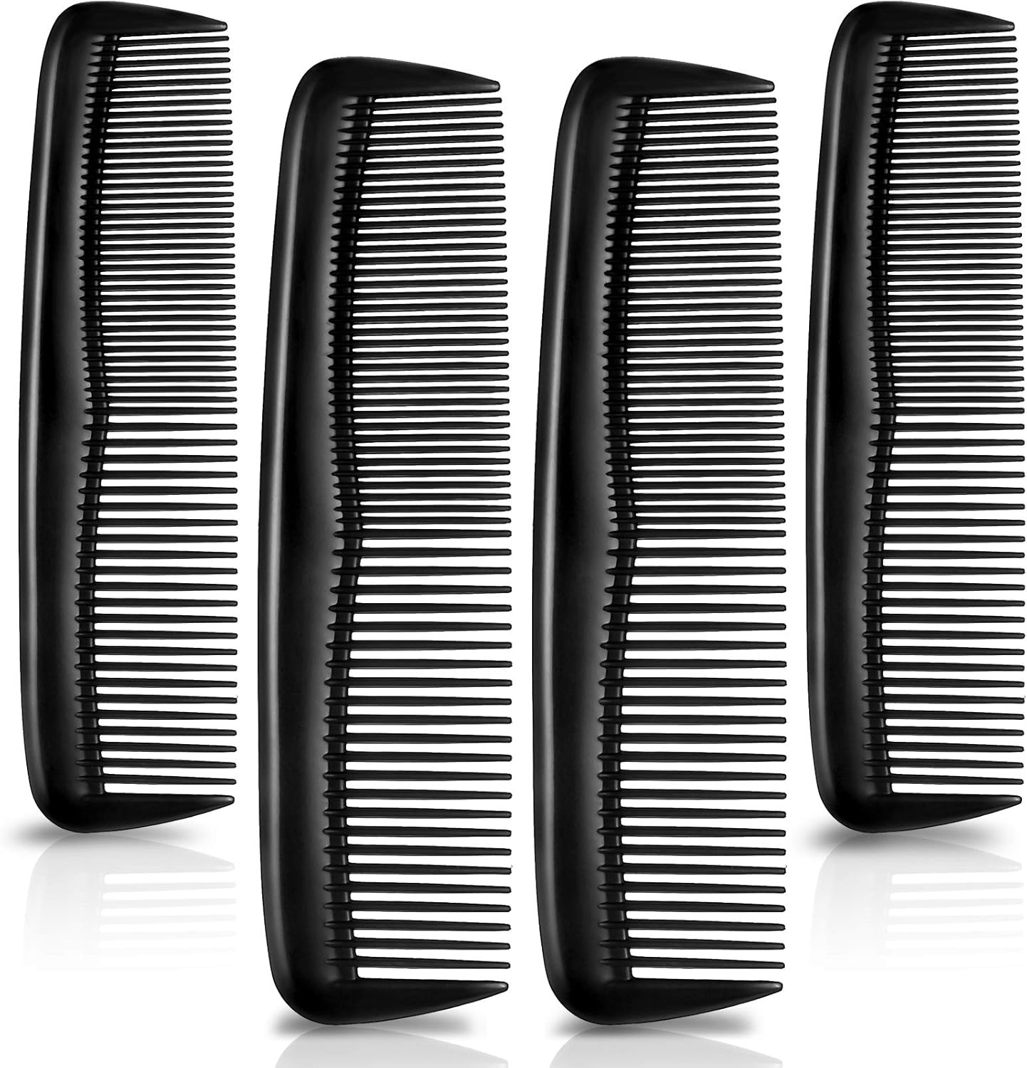 Patelai 4 Pcs Hair Combs Men Plastic Pocket Combs Fine and Standard Tooth for Women Men Hair Care Tool Fine Dressing Styling Hairdressing Barber Salon(Black)
