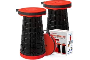 AttoShow 2025 2PCS Upgraded Collapsible Stool Thickened Set, Portable Stool Folding Stools, Foldable Chair for Camping Fishing Hiking BBQ and Outdoor Activities - Max 500lbs (Red)