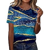 TCOT Women's Tops Summer Short Sleeve Crew Neck Shirts Dressy Casual Blouses for Women S-3XL