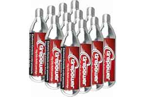 Ctrepower CO2 Bike Tire Inflator - Push-Button Presta & Schrader Compatible CO2 Bike Pump or 12X 16g Threaded CO2 Cartridges for Road Bikes, MTB, Hybrid Bikes