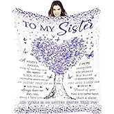 Sisters Gifts from Sister, Graduation Birthday Gifts for Sister, Unique Purple Tree Fun Throw Blanket for Women Girls, Soft Comfy Warm Plush Flannel Blankets for Sofa Couch Bedroom Livingroom 60"X50"