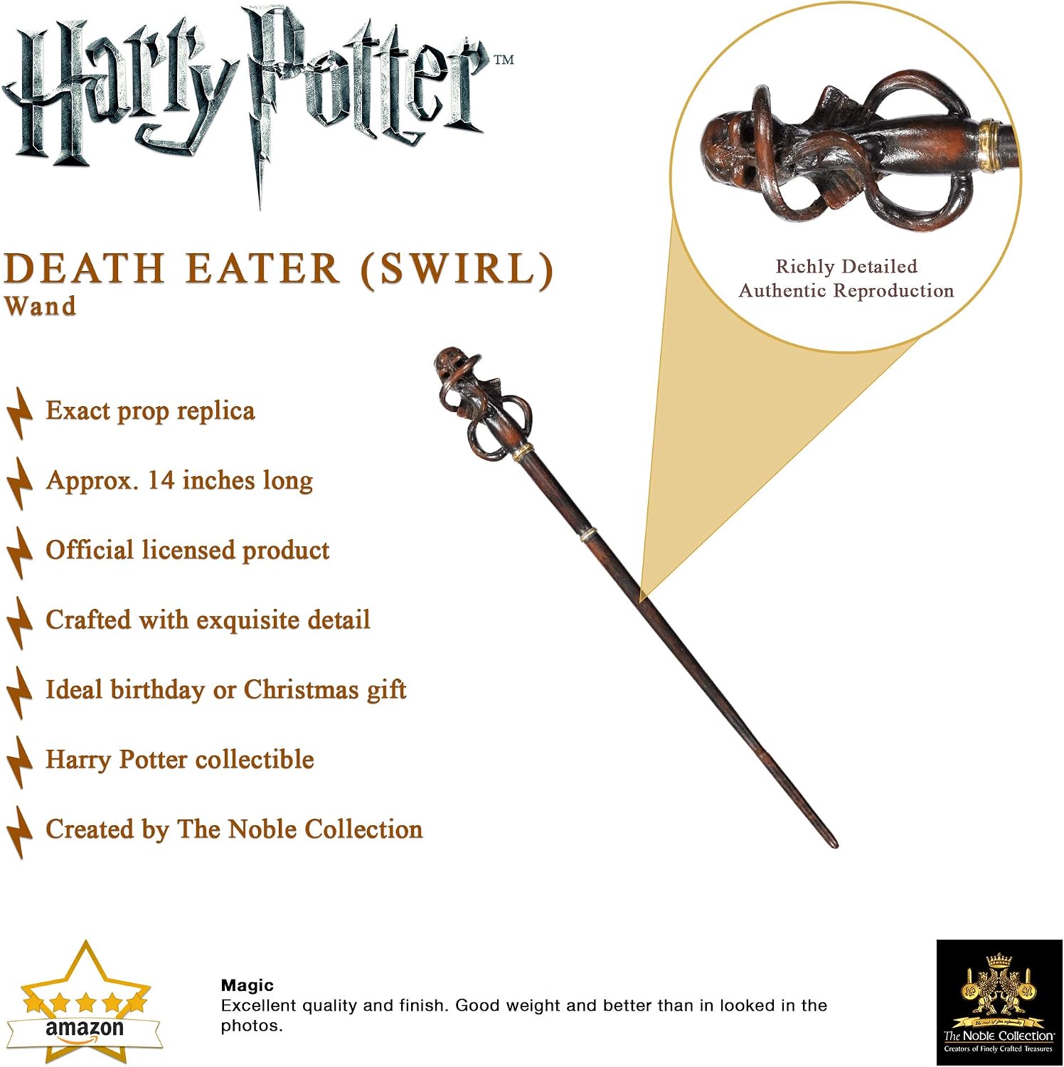 The Noble Collection, Death Eater Swirl Wand In A Standard Windowed Box, Wizarding World Wand - Image 4