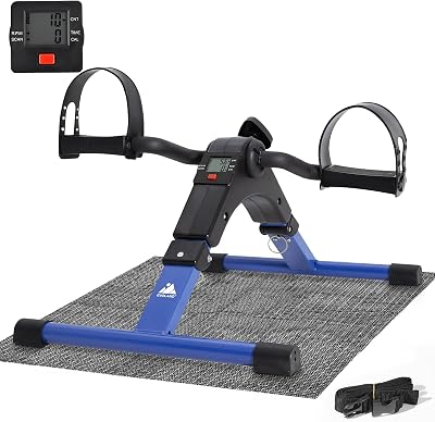 EVOLAND Pedal Exerciser Arm and Leg Mini Bike Foldable Blue