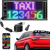 Programmable Led Sign, Double Line Digital Led Message Board, Smart Light Strip Flexible Rgb Electronic Signage Banners, Scrolling Text Panel for Car Shop Taxi Rear Window