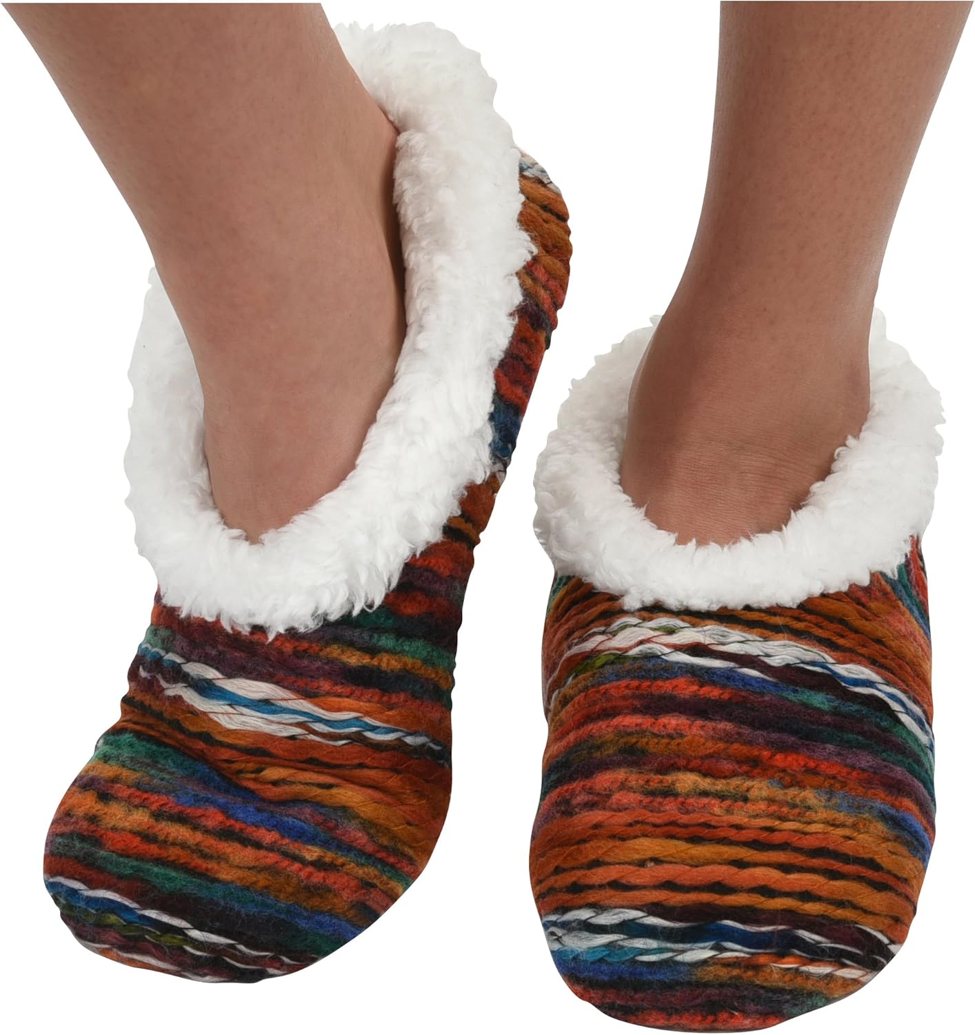 Snoozies Womens Artisan Yarn Sherpa Slipper Socks Rust, ExtraLarge Shoes