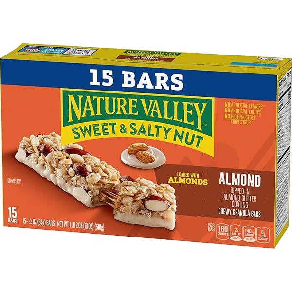 NATURE VALLEY SWEET AND SALTY NUT GRANOLA BARS, DARK CHOCOLATE PEANUT ALMOND, 15 BARS, 18 OZ