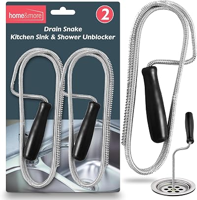 SOL 2pk Drain Snake Shower and Sink Unblocker Tool 100cm Flexible Drain Rods
