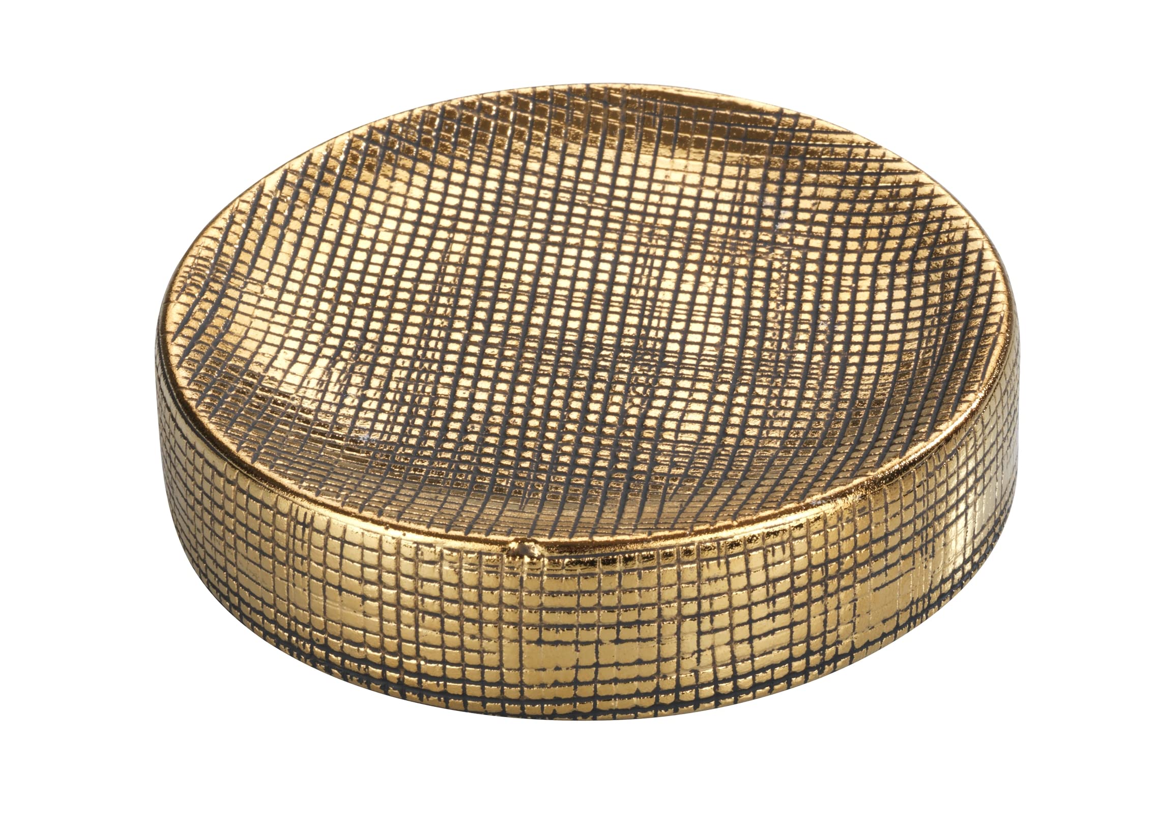 WENKO Rivara Painted Hand Made Soap Dish, Ceramic, Gold, 10 x 2.5 x 10 cm