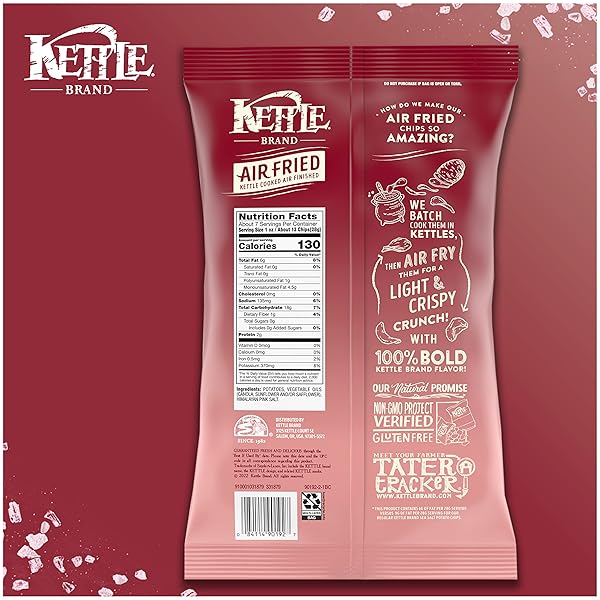 KETTLE BRAND POTATO CHIPS, AIR FRIED HIMALAYAN SALT KETTLE CHIPS, 6.5 OZ BAG