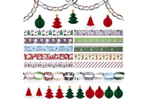 Lincia Christmas Paper Chain Garland Hanging Decorations, 600 Sheet Christmas Paper Chain Strips 2 Rolls of Tape and 10 3D Honeycomb Hanging Ornaments for Xmas Party Ceiling Decoration(Festive)