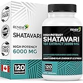 RENEW ACTIVES Shatavari 400MG per Serving– Natural Adaptogen for Energy, Vitality & Endurance – Promotes Wellness & Resilienc