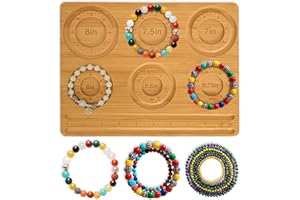OCTAZI Bamboo Bead Board for Jewelry Making – Natural Bamboo Bracelet & Necklace Design Organizer with Grooved Sizes (Bracelet A)