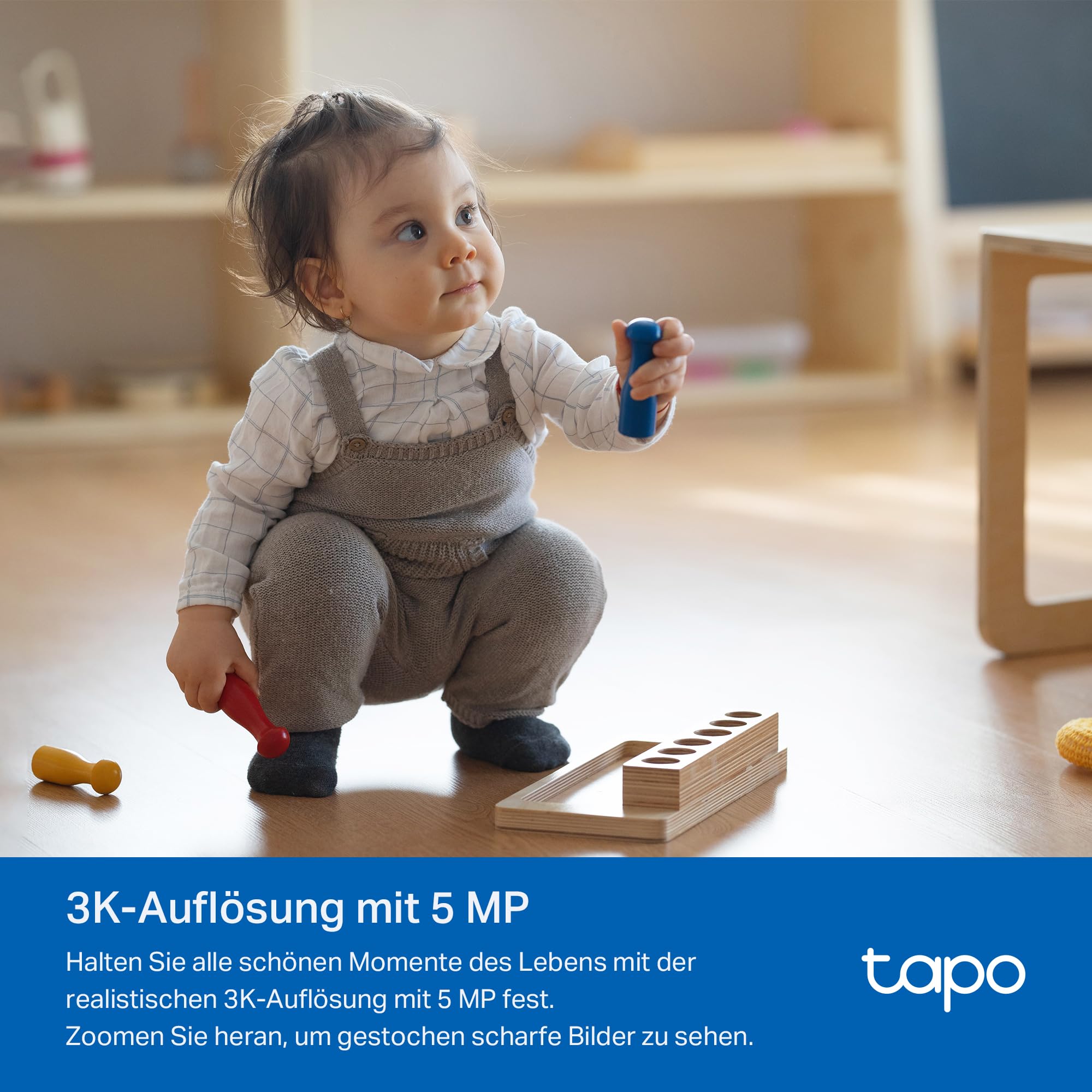 Tapo C232 360° KI-WLAN-Überwachungskamera, Ethernet/WLAN, 3K 5MP, Bewegungsverfolgung, Nachtsicht, Zwei-Wege-Audio, kompatibel mit Alexa und Google Assistant, MicroSD-Karte Bis zu 512 GB 4