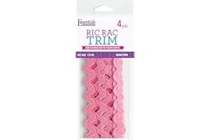Essentials By Leisure Arts Ric Rac 1/2" 4 yards Dark Pink - rick rack trim for sewing - wavy ric rac trim for sewing and crafts - ric rac ribbon - rick rack trim dark pink