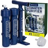 Trailgo Pro Portable Water Filter for Camping - Water Purifier Survival | Hand-pump emergency filtration for hiking, backpacking &amp; off-grid base camps; 3-stage ultrafiltration, 1.5L/min, 3000L