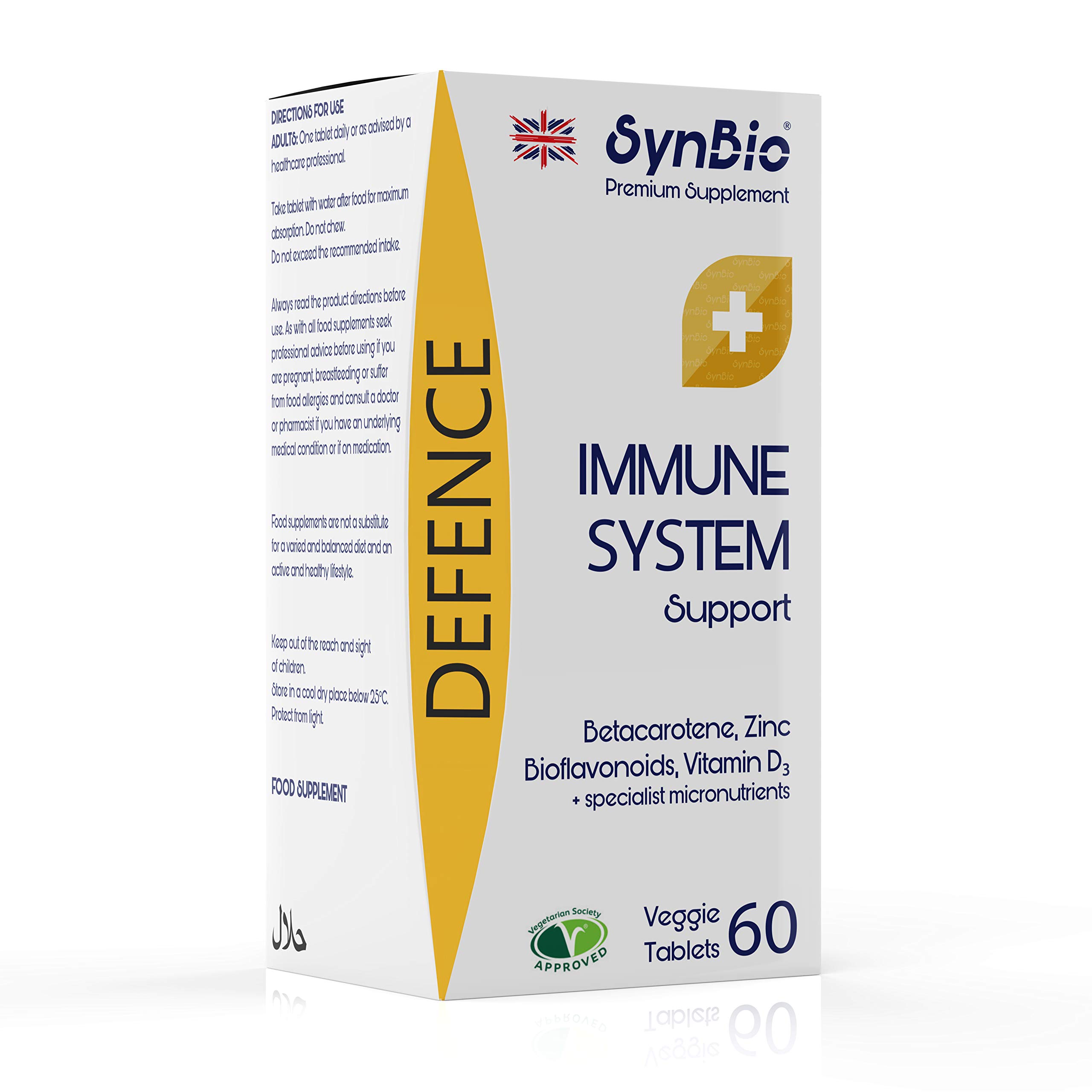 SynBio Premium+ - Defence - Immune System Support - | 60 Vegetarian Tablets | Boost & Power Up Your Immunity with a Comprehensive Formula | Free from Dairy, Gelatine, Gluten, Nut/Peanut