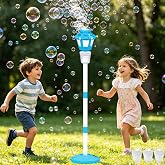 Bubble Machine Maker for Kids, Automatic Bubble Blower with Light &amp; Rechargeable Battery, 40 Inch Adjustable Height Outdoor Toy for Toddlers Party Birthday (Includes 3 Solution), Blue