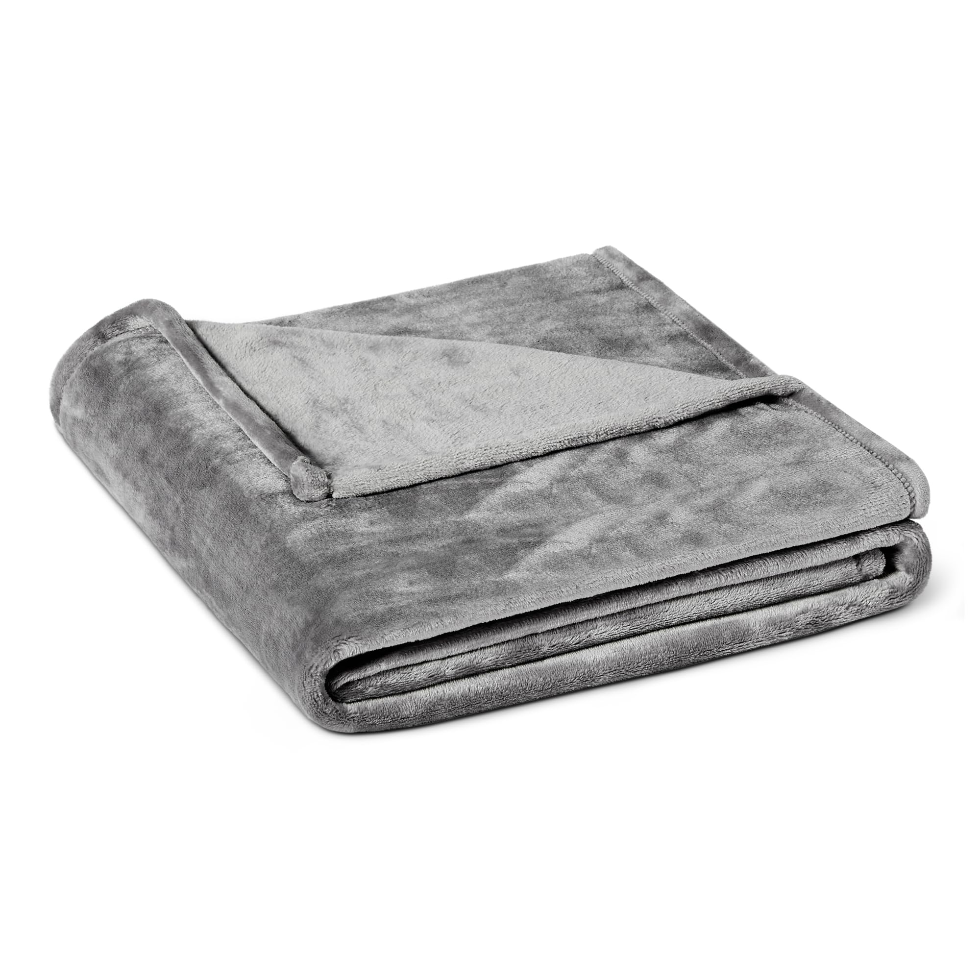 Amazon Basics Throw Blanket, Ultra-Soft Flannel Fleece Blanket, Lightweight Cozy for Couch Sofa Bedroom, Fade-Resistant Fabric, 50 x 60 Inches, Gray