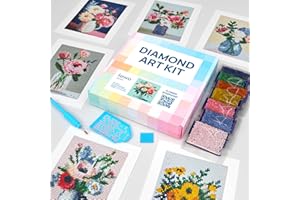 LuwoArte 6 Pack Diamond Painting Kits for Adults – Flower-Themed Diamond Art Kits – Full Drill DIY Paint Gem Art for Adults – Brilliant 5D Diamond Painting Kit – Relaxing Craft for Home Wall Décor