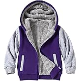 Fdqin Kids Zip-Up Hooded for Boys Sherpa Lined Jacket Winter Outdoor Sweatshirt Warm Coat 3-14 Years