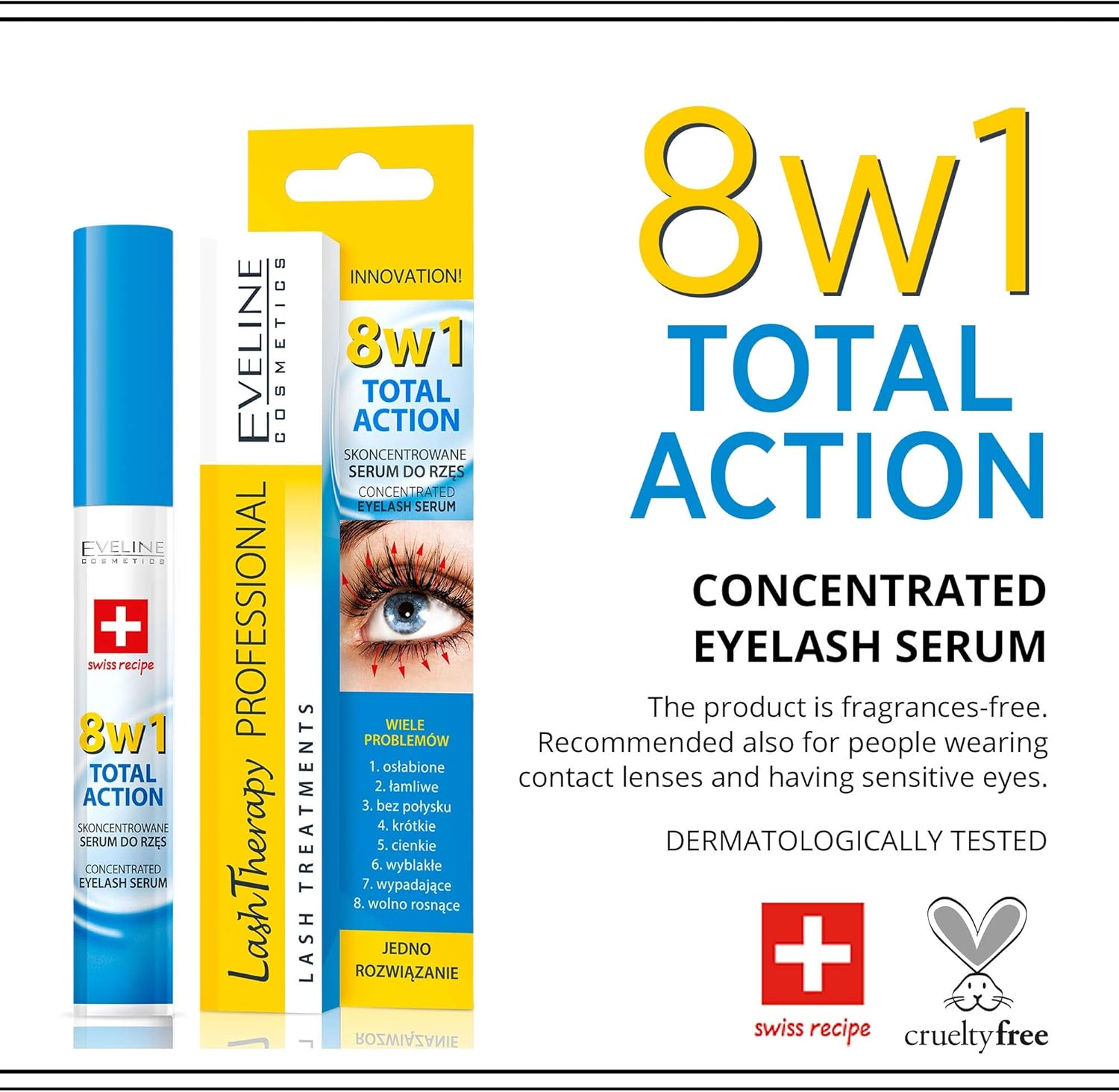 Eveline Cosmetics Lash Therapy Professional Total Action 8-in-1 Concentrated Eyelash Serum with Argan Oil - Image 3