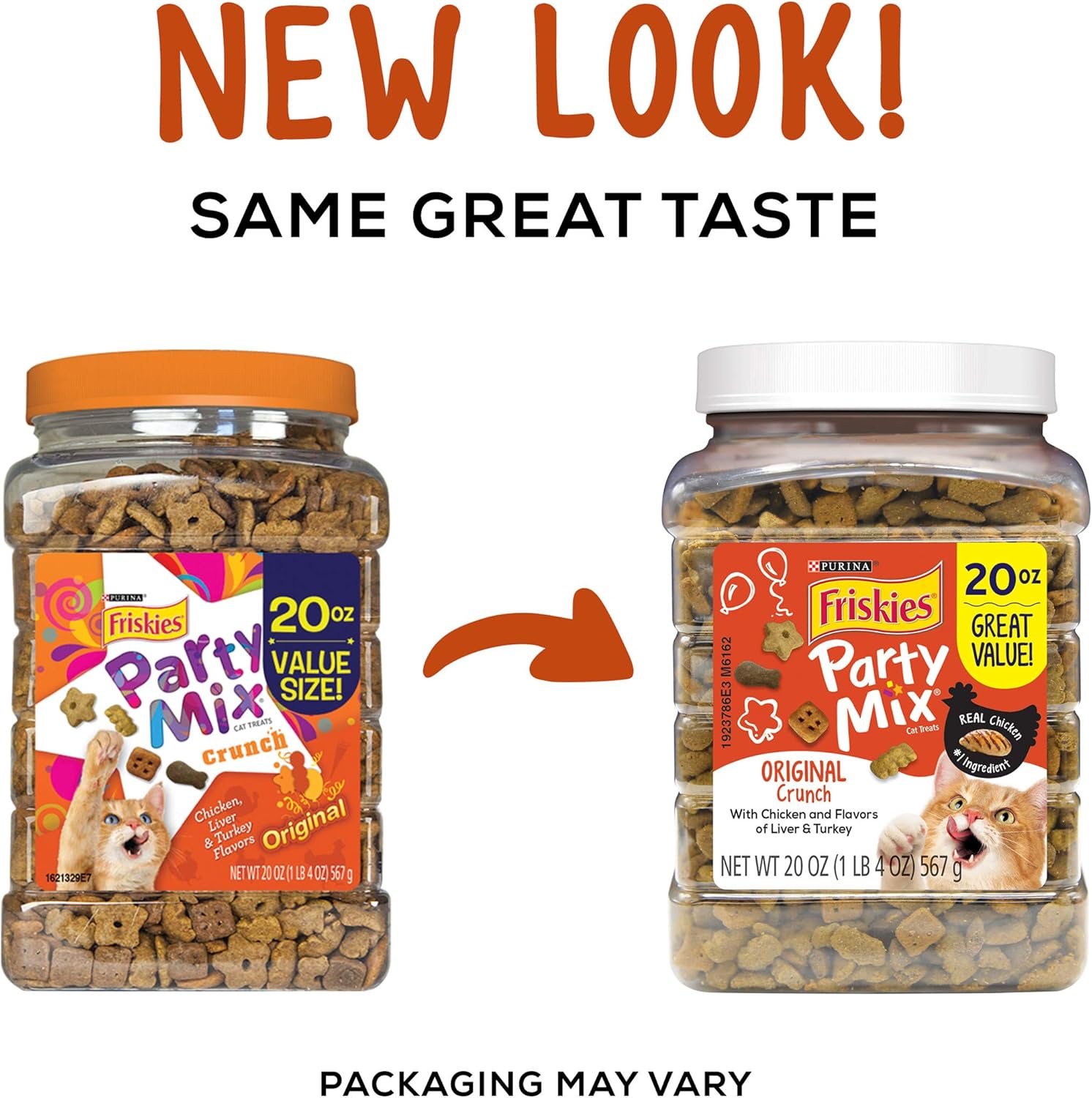 Purina Friskies Made in USA Facilities Cat Treats, Party Mix Original Crunch - 20 oz. Canister : Pet Supplies
