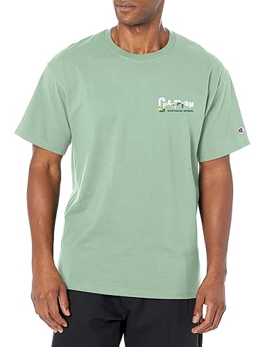 Champion Men's Classic T-Shirt, Olive Landscape Print, Small in