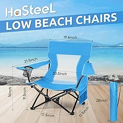 HaSteeL Folding Beach Chair Set of 2, Foldable Blue