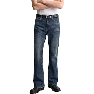Men's Stretch Regular Fit Bootcut Flared Jeans - Cowboy Cotton Fashion Comfort Denim Pants for Daily Work All Season Wear