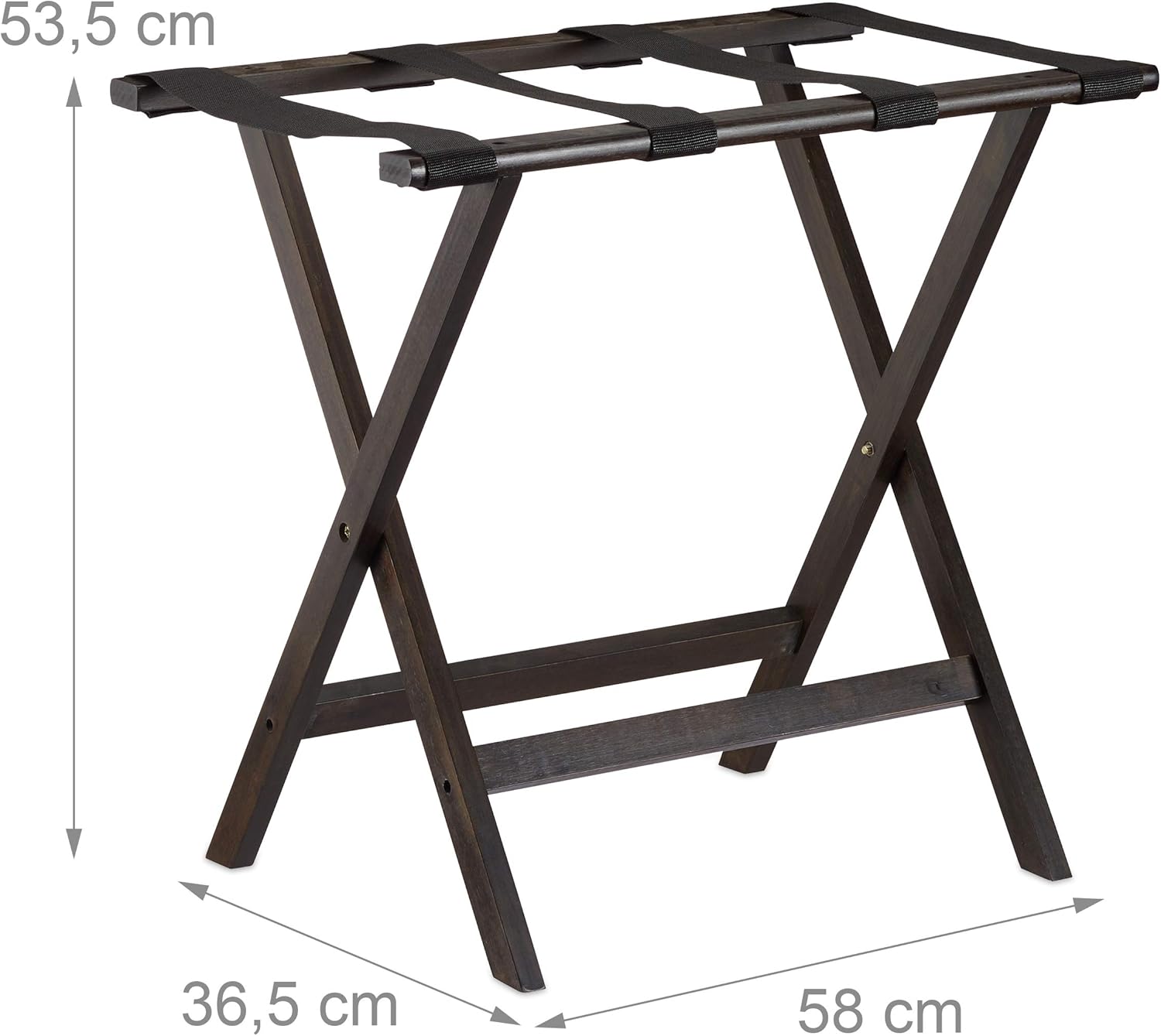 Relaxdays Dark Brown Bamboo Folding Luggage Rack Suitcase Stand, HxWxD