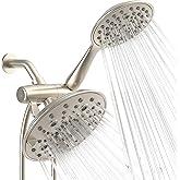 SparkPod Dual Shower Head, 8'' High Pressure Rainfall &amp; Handheld, Nickel | 55 Spray Settings, 3-Way Combo, Brushed Finish, Rust-Resistant, Leak-Free, Easy Install with Bracket
