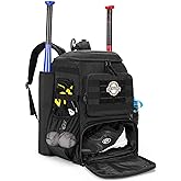 DSLEAF Baseball Backpack with 2 Bat Sleeves, Softball Bag with Vented Shoe Space and Multi Pockets for Adults (Patent Design)