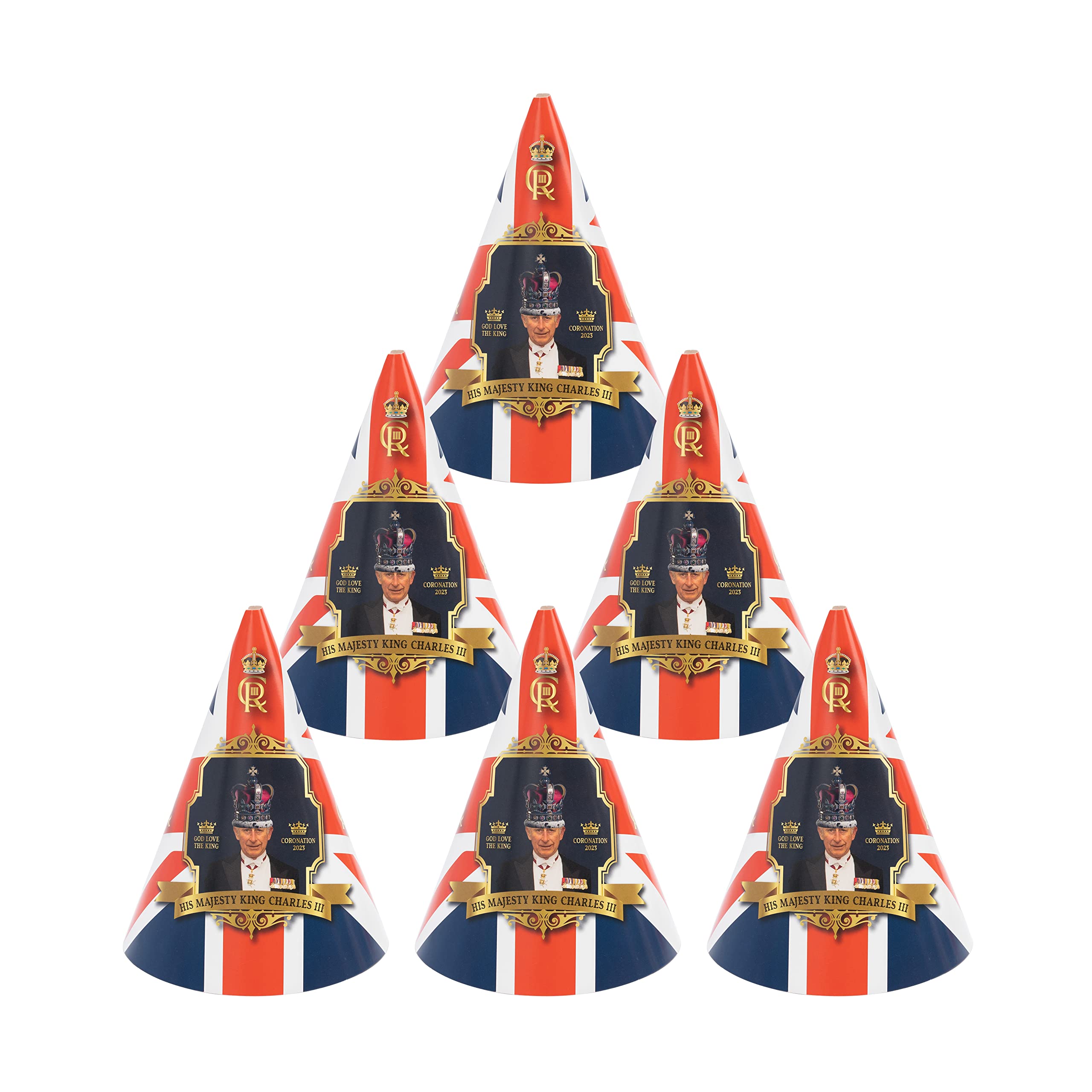 evelay 8pcs Party Hats King Charles Coronation Memorabilia Souvenir Royal Street Tableware Fancy Dress
