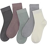 SERISIMPLE Women Thin Viscose Bamboo Socks Crew Lightweight Above Ankle Casual Dress Sock For Ladies Bootie Trouser 5 Pairs