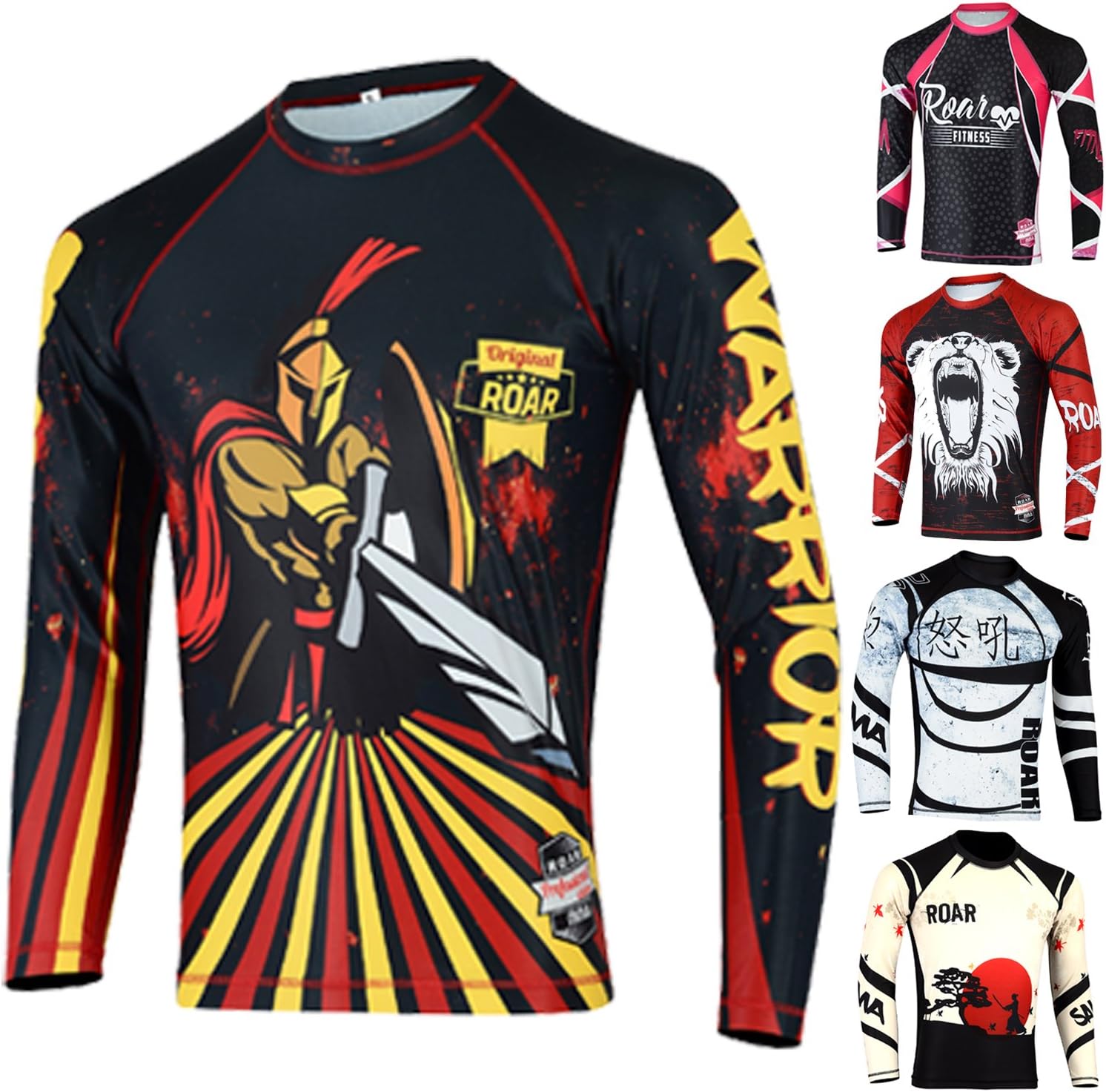 ROAR MMA Grappling Rash Guard BJJ Cross Training No Gi UFC Fight Gear Long Sleeve Shirt